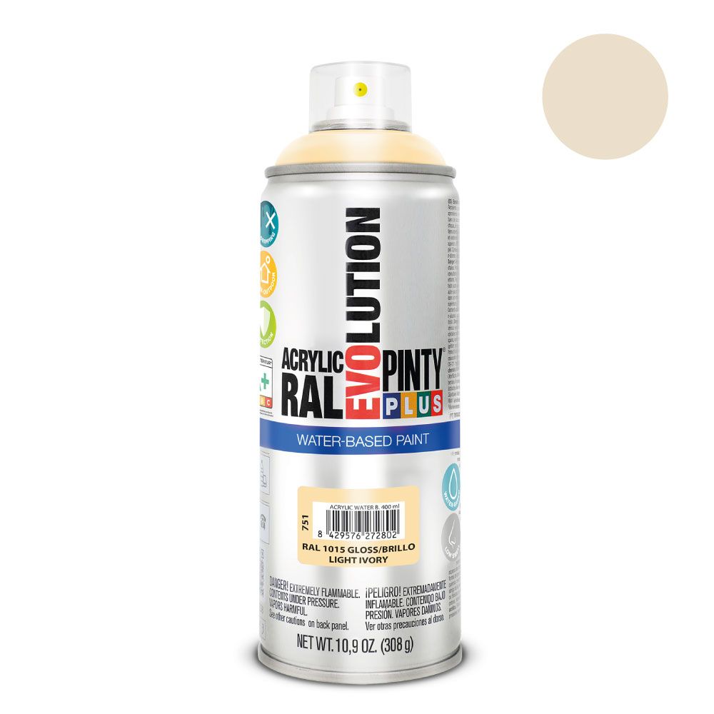 Tinta acrílica à base de água spray evolution 520 CC RAL 1015 marfim claro