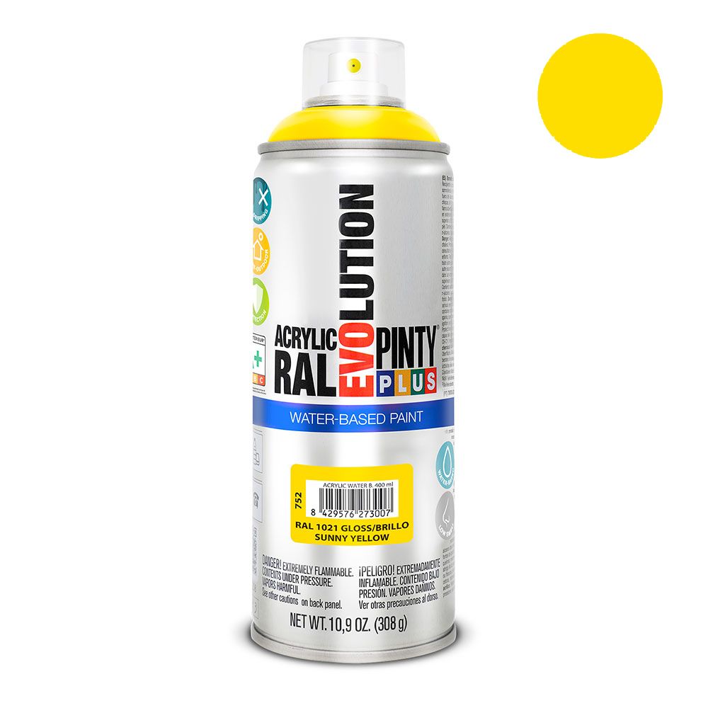 Tinta spray acrílica à base de água evolution 520 CC RAL 1021 amarelo colza