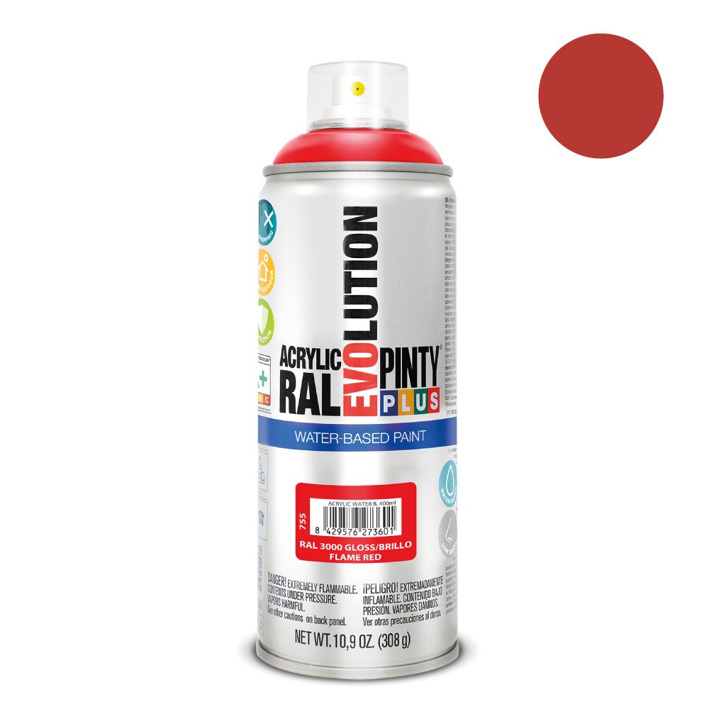 Tinta acrílica à base de água spray evolution 520 CC RAL 3000 vermelho brilhante