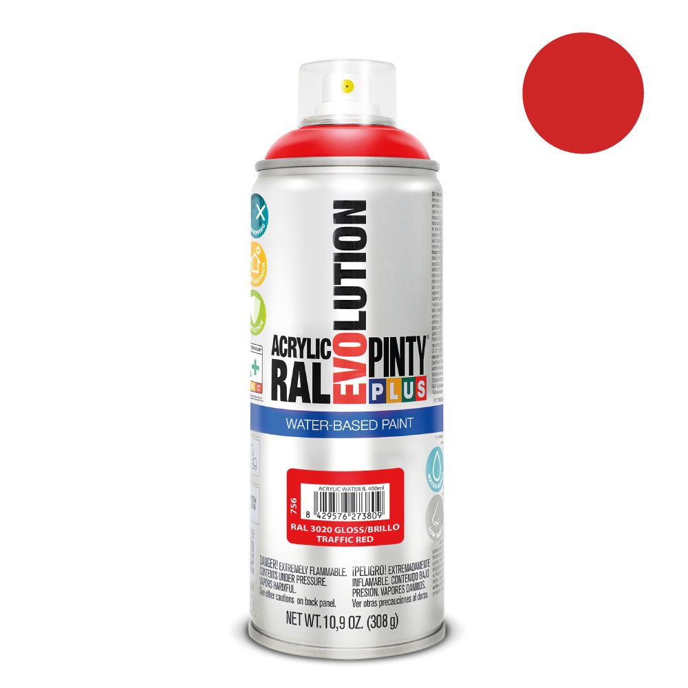 Tinta acrílica à base de água spray evolution 520 CC RAL 3020 vermelho tráfego
