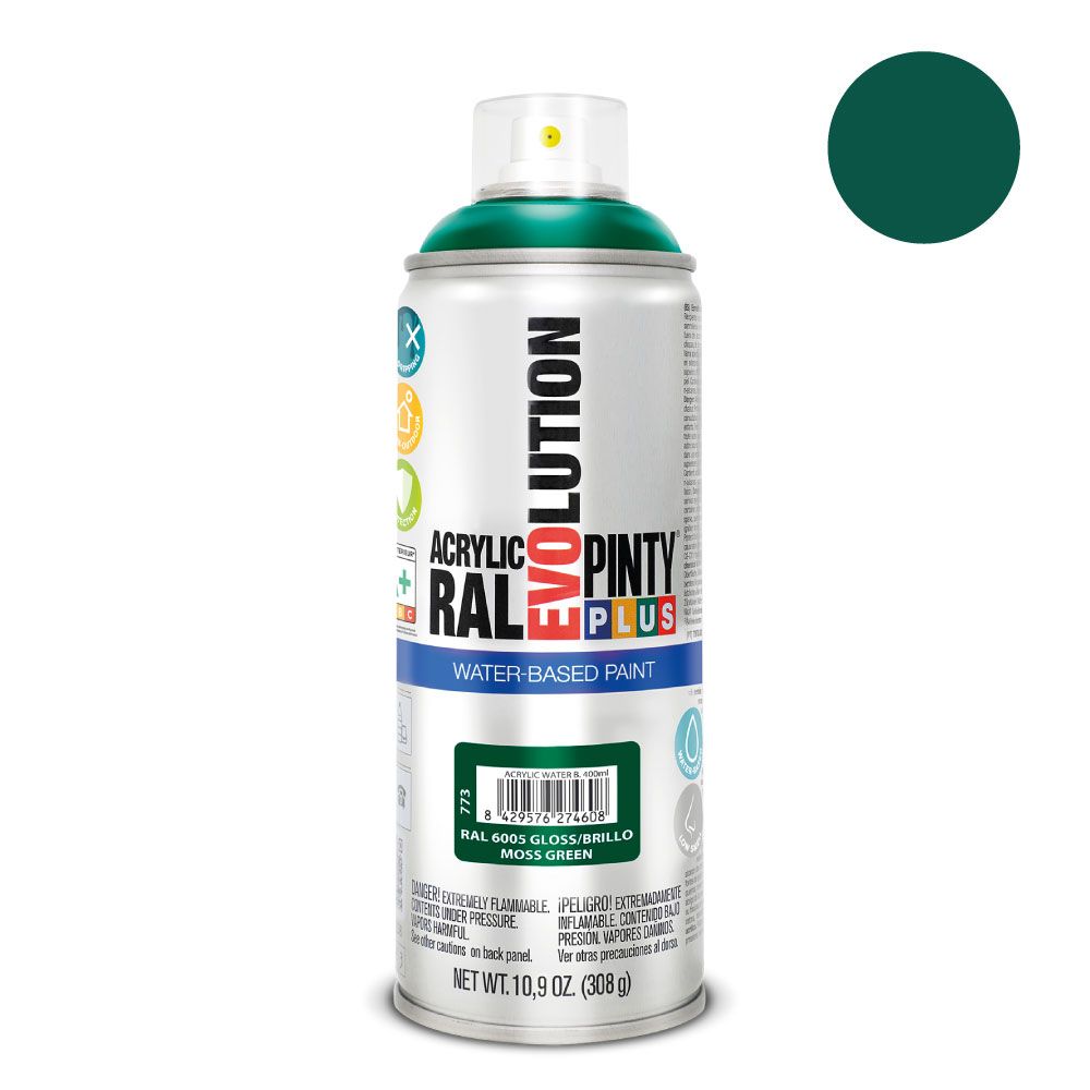 Tinta acrílica à base de água spray evolution 520 CC RAL 6005 verde musgo
