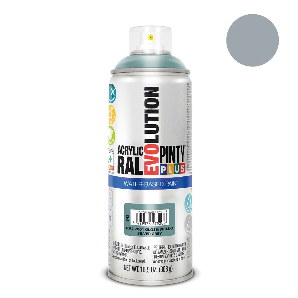 Tinta acrílica à base de água spray evolution 520 CC RAL 7001 cinza prateado