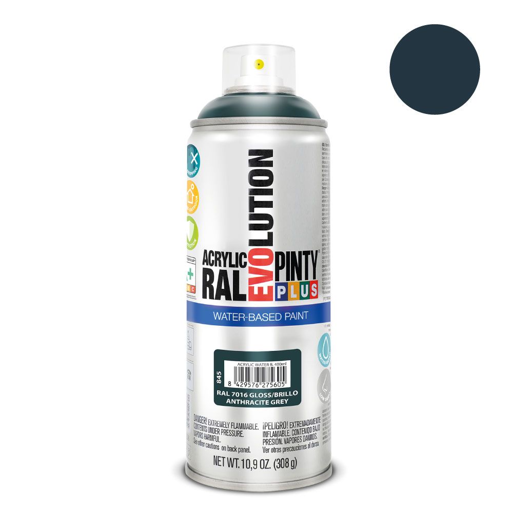 Tinta acrílica à base de água spray evolution 520 CC RAL 7016 cinza antracite