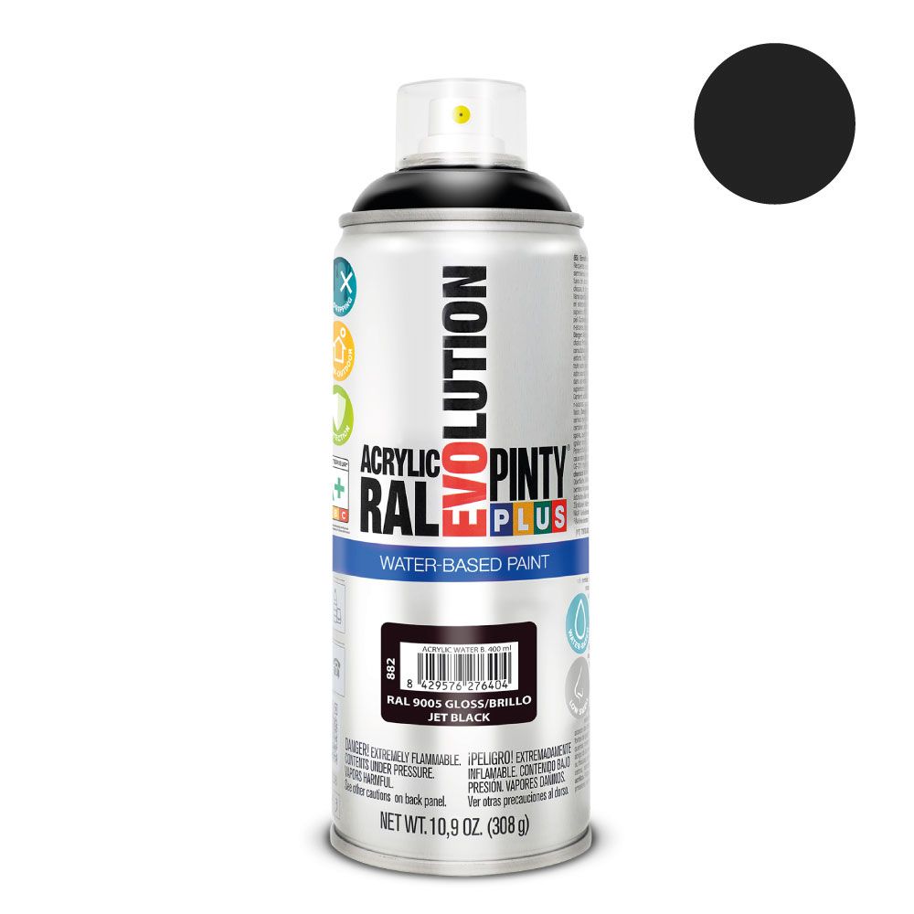 Tinta acrílica à base de água spray evolution 520 CC RAL 9005 preto intenso