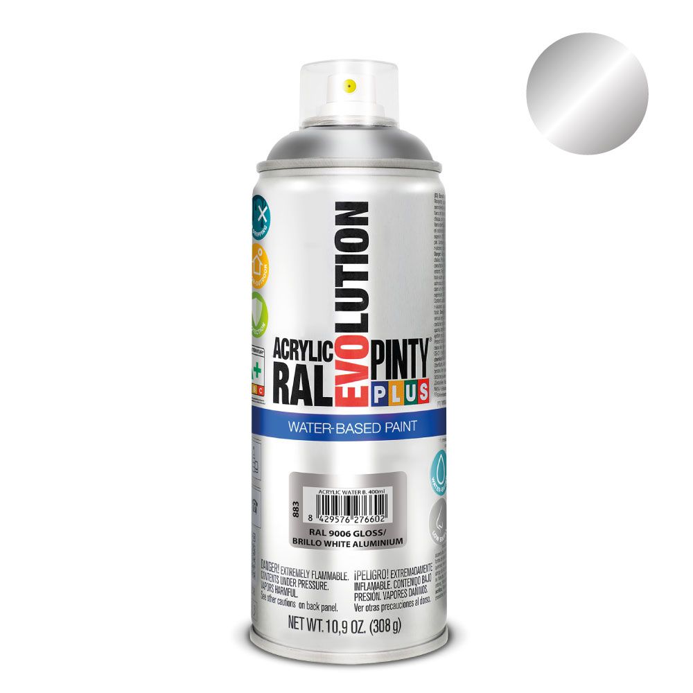 Tinta acrílica à base de água spray evolution 520 CC RAL 9006 branco alumínio