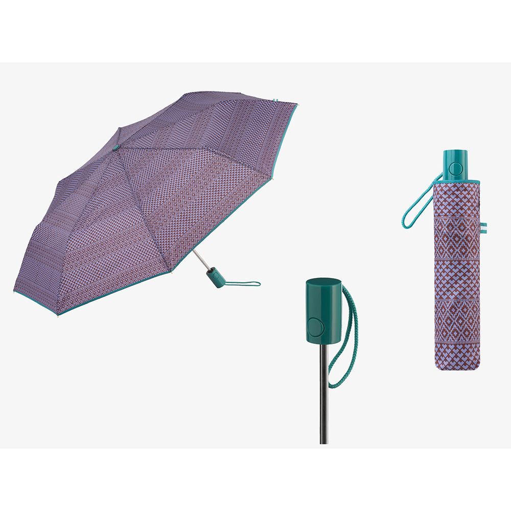Guarda-chuva automático estampado étnico com UVP 50+, cores sortidas - Image 3