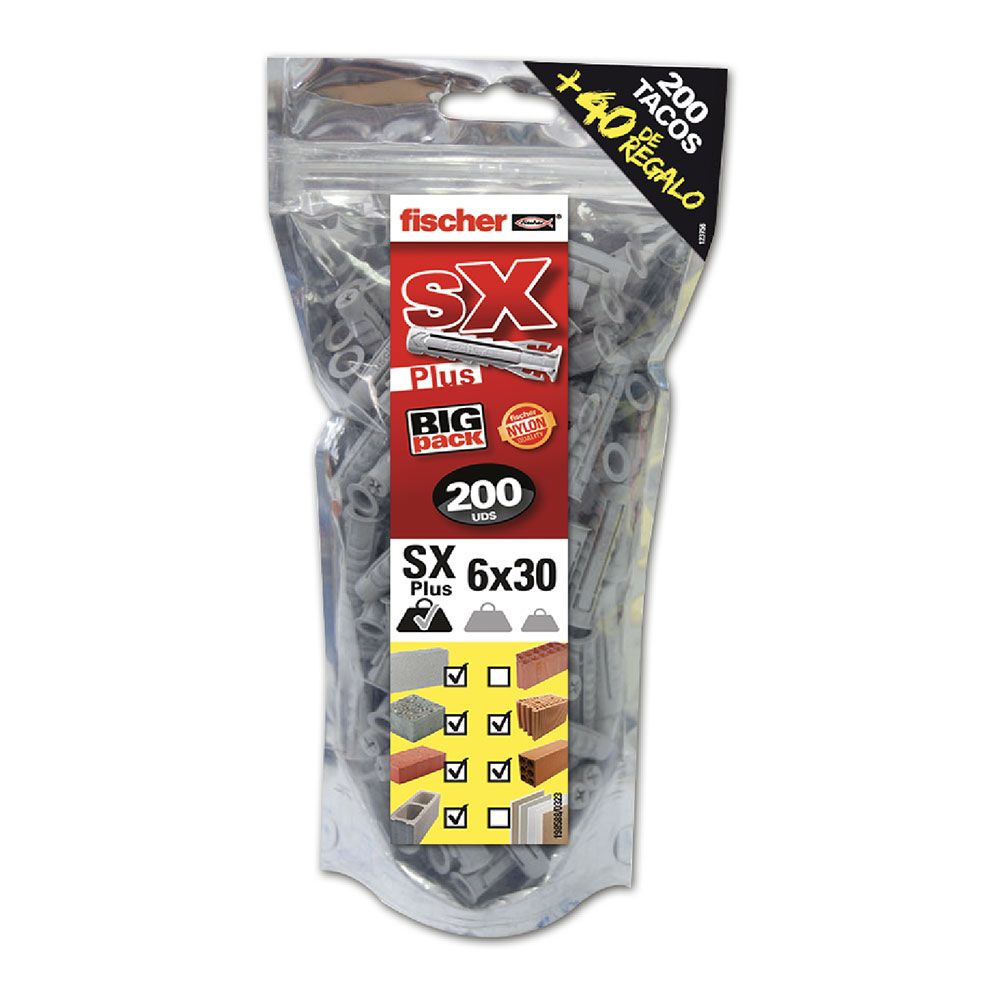 Buchas SX plus Ø6 x 30 mm, BIG pack, 200 unid + 40 unid gratis