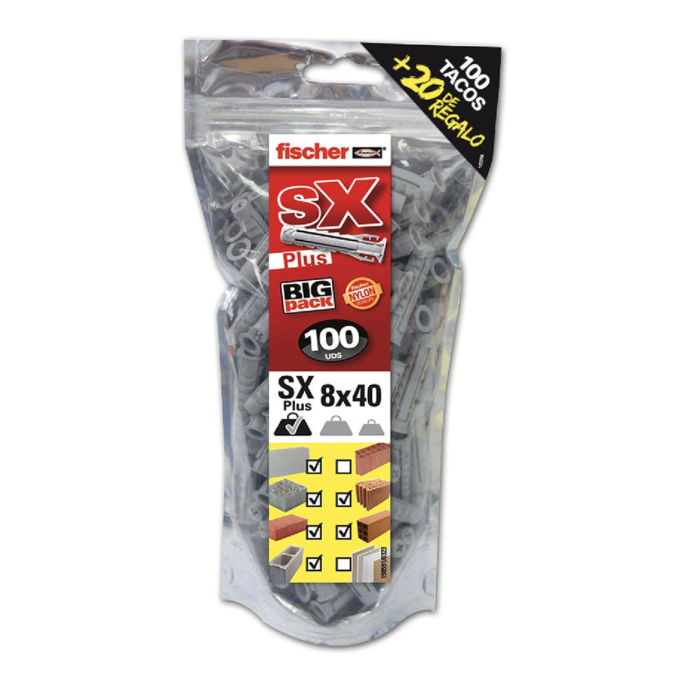Buchas SX plus Ø8 x 40 mm, BIG pack 100 unid + 20 unid gratis
