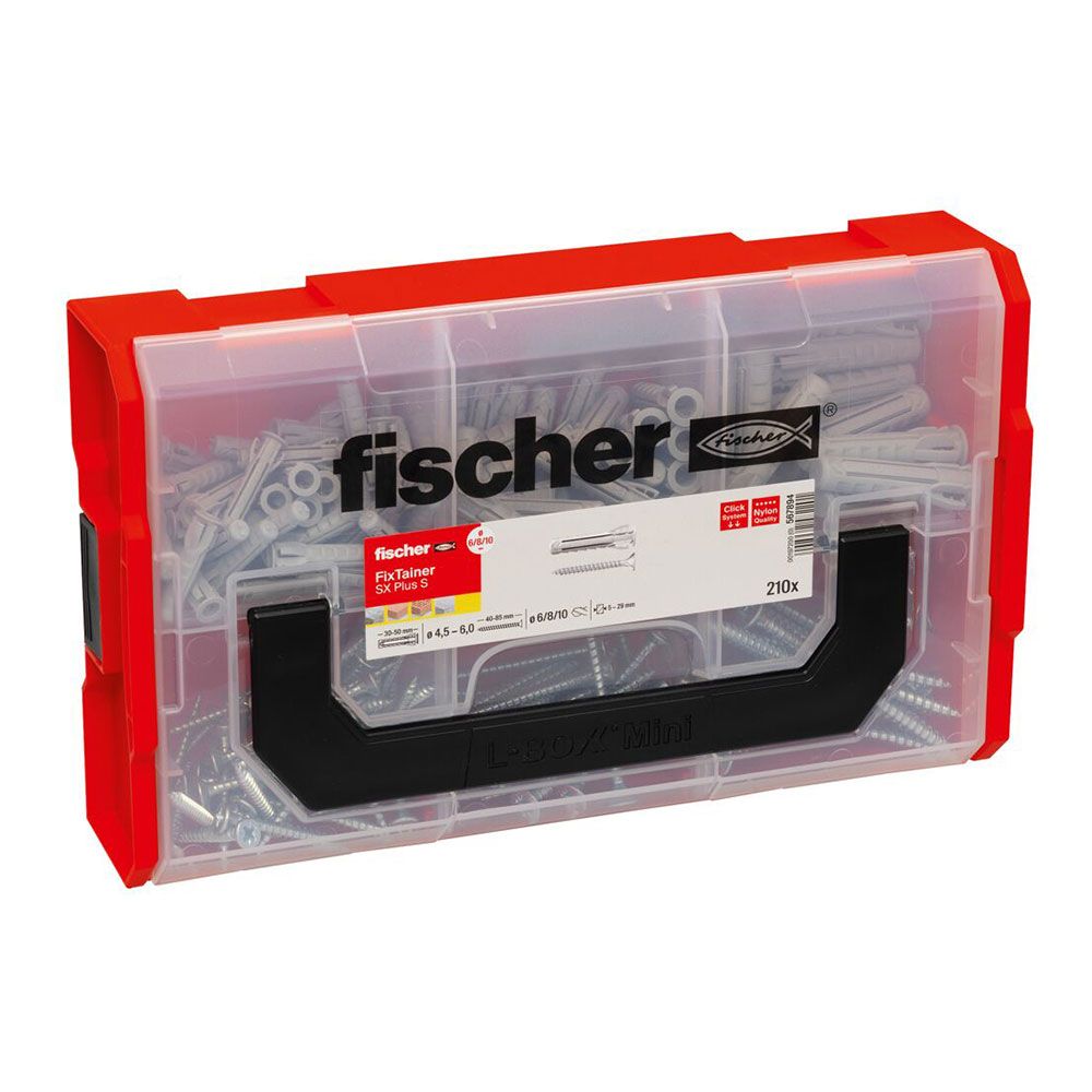 Buchas SX plus S 6/8/10 + parafusos. maleta fixtainer 210 unid