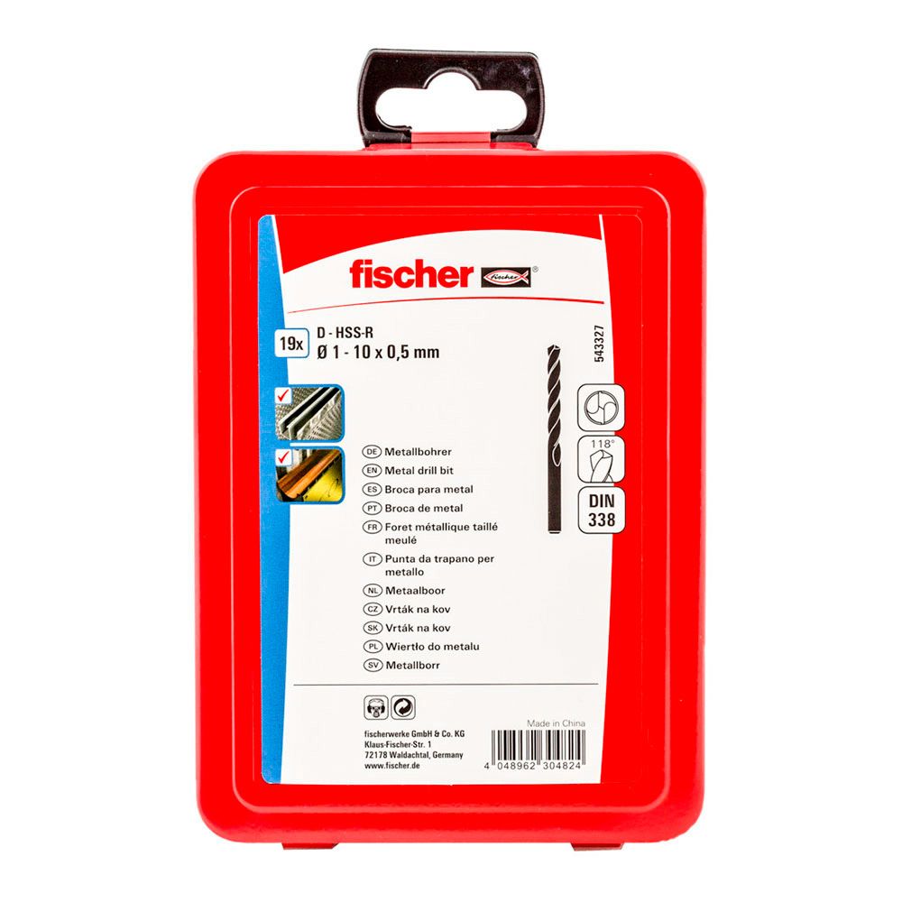 Broca para metal hss-r DIN 338, conjunto de 19 peças, Ø1,00 - Ø8,00 mm