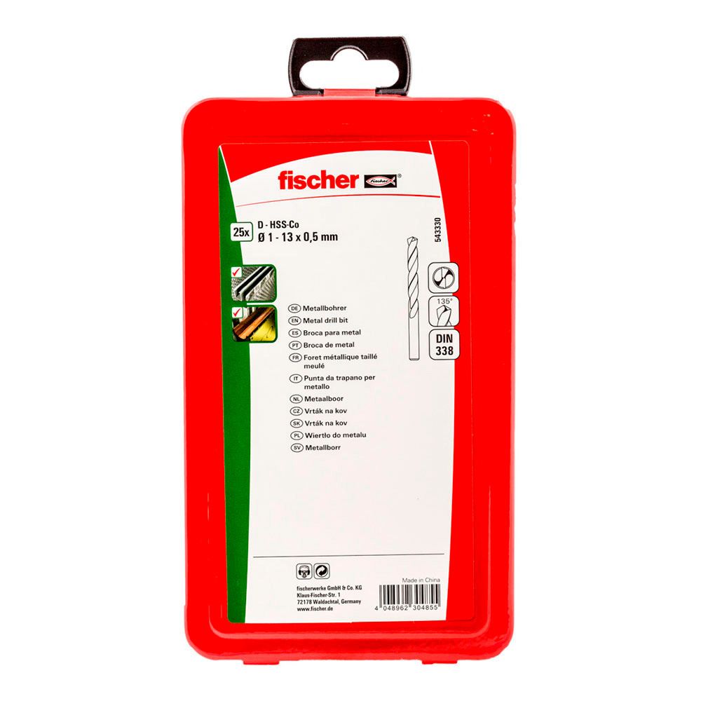 Broca para metal hss-co DIN 338, conjunto de 25 peças, Ø1,00 - Ø13,00 mm