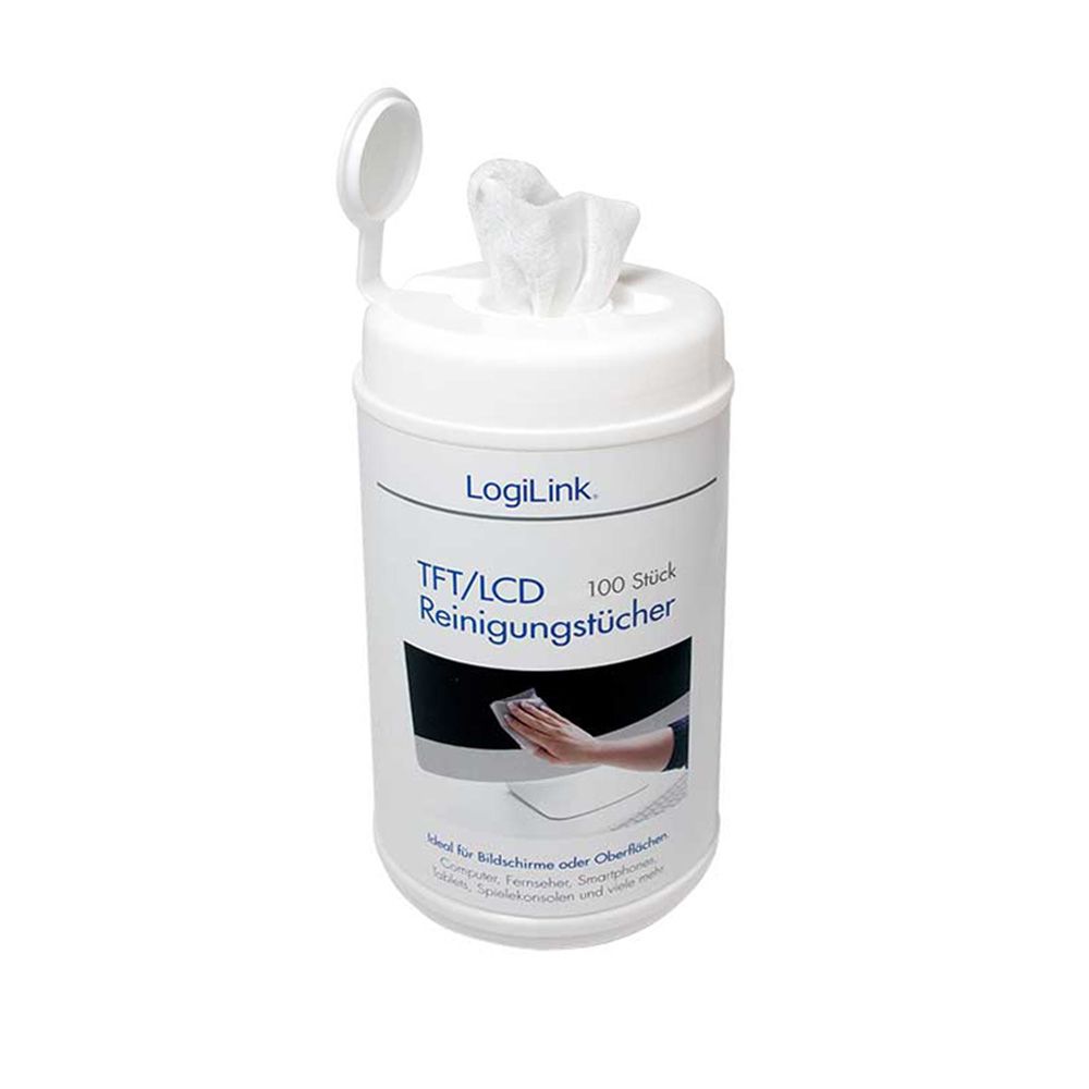 Toalhetes de limpeza para ecrãs (100unid.) logilink