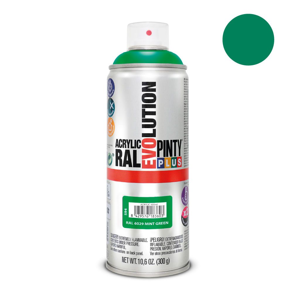 Tinta acrílica spray evolution 520 CC RAL 6029 verde menta 300 g