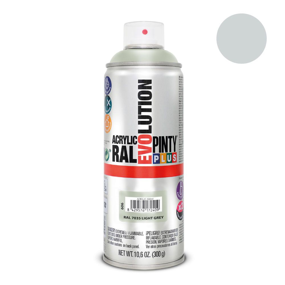 Pintura acrílica spray evolution 520 CC RAL 7035 cinzento luminoso 300 g