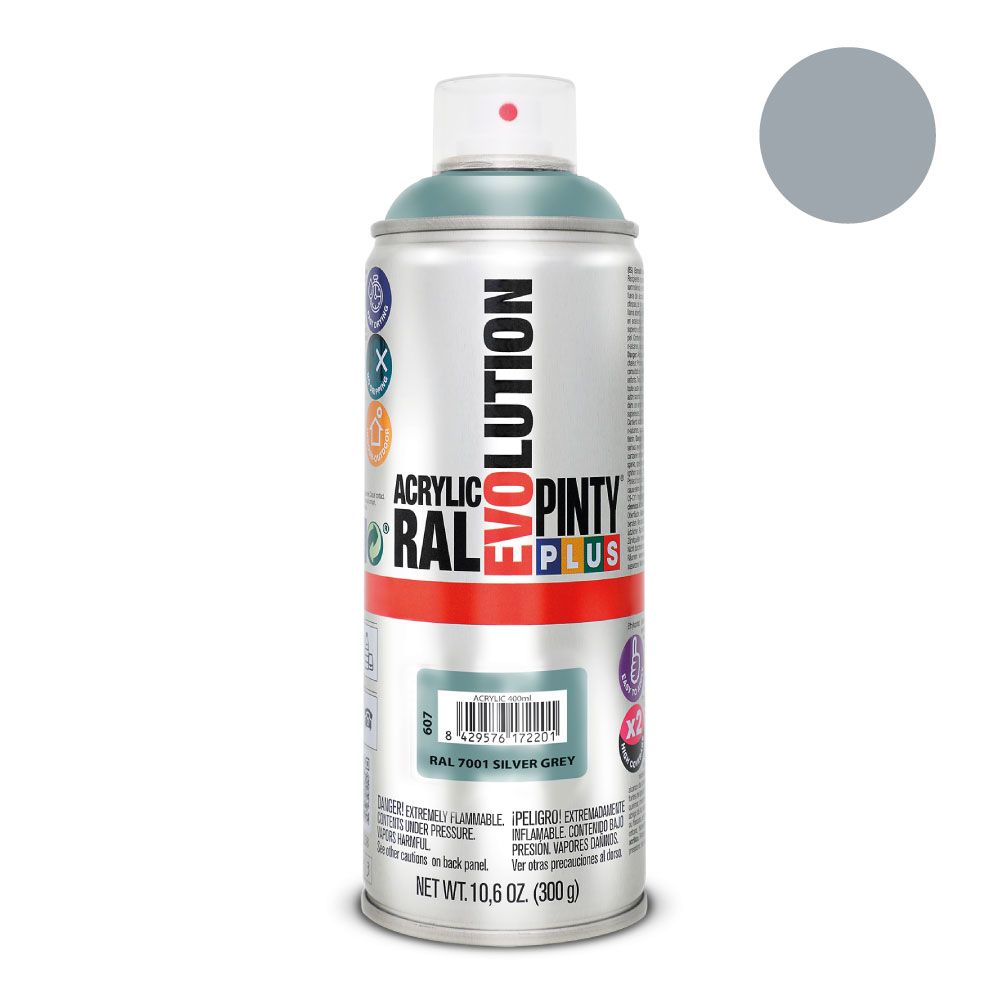 Tinta acrílica spray evolution 520 CC RAL 7001 cinza prata 300 g