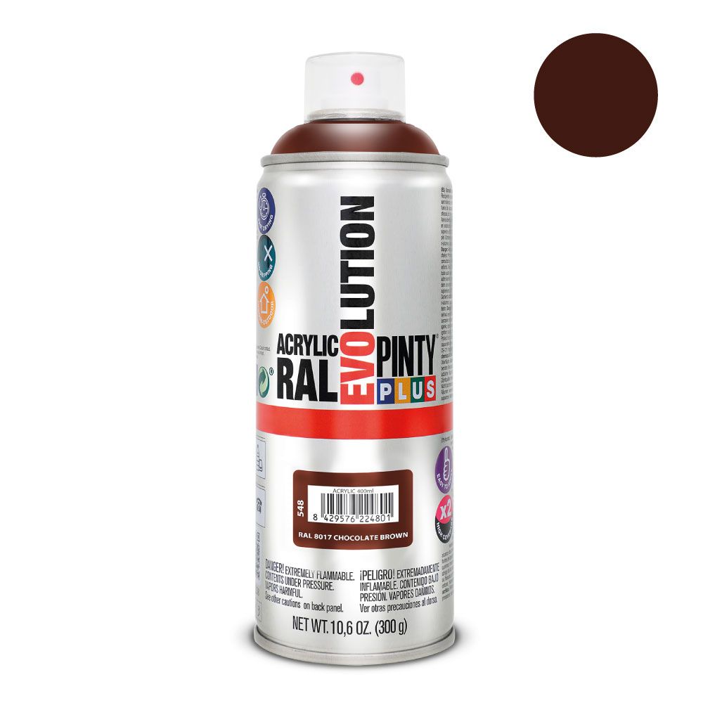 Tinta acrílica spray evolution 520 CC RAL 8017 marrom chocolate 300 g