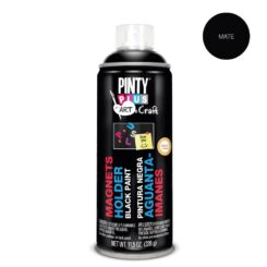 PINTY PLUS Tinta spray artística e artesanal 520cc tinta preta com retenção de ímã pi104