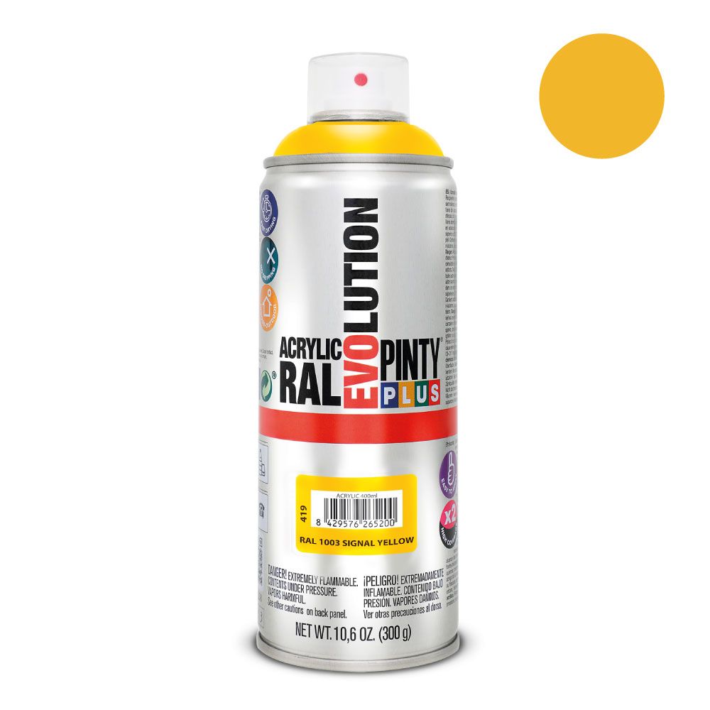 Tinta acrílica spray evolution 520 CC RAL 1003 amarelo sinal 300 g