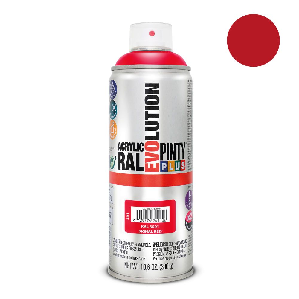 Tinta acrílica spray evolution 520 CC RAL 3001 vermelho sinal 300 g