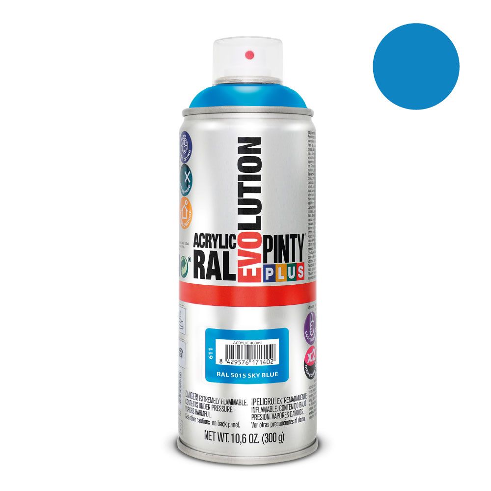 Tinta acrílica spray evolution 520 CC RAL 5015 azul céu 300 g
