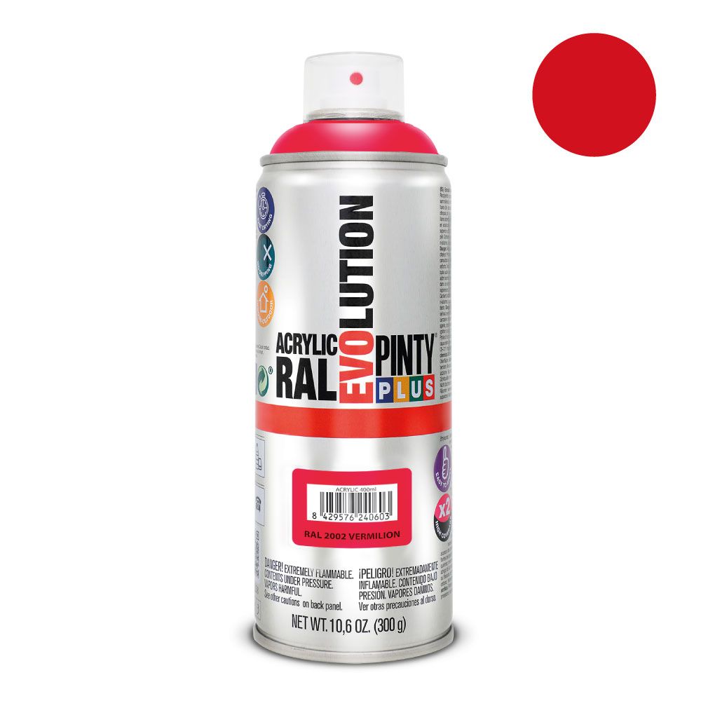 Tinta acrílica spray evolution 520 CC RAL 2002 vermelho 300 g