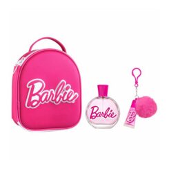 Nécessaire barbie com colónia 100 ml + batom brilhante e chaveiro