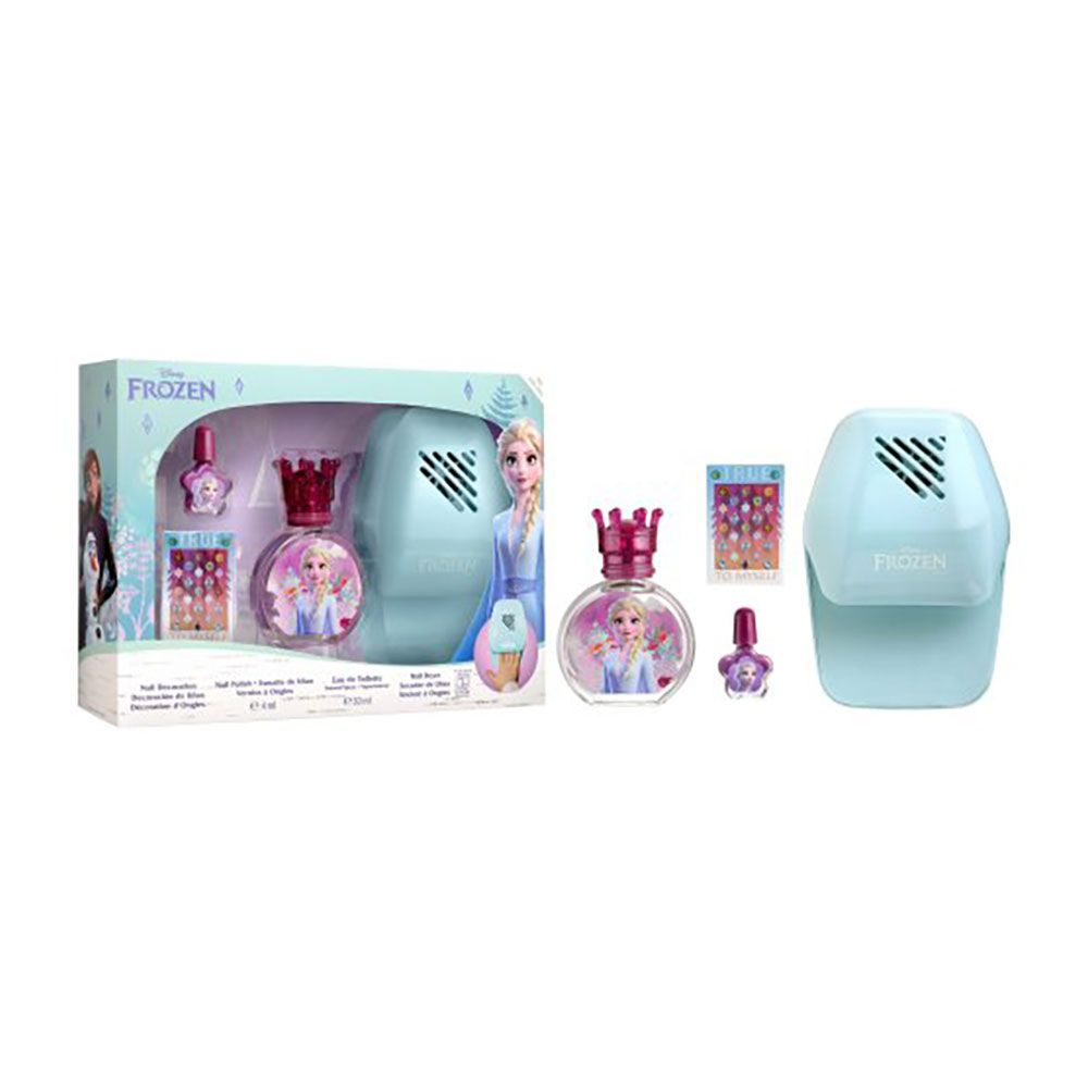 Estojo frozen colónia 50 ml em spray + verniz, decoração e secador de unhas