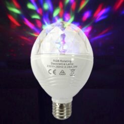 Lâmpada disco LED RGB E27 3W multicor com rotação 360° Ø8x13cm EDM