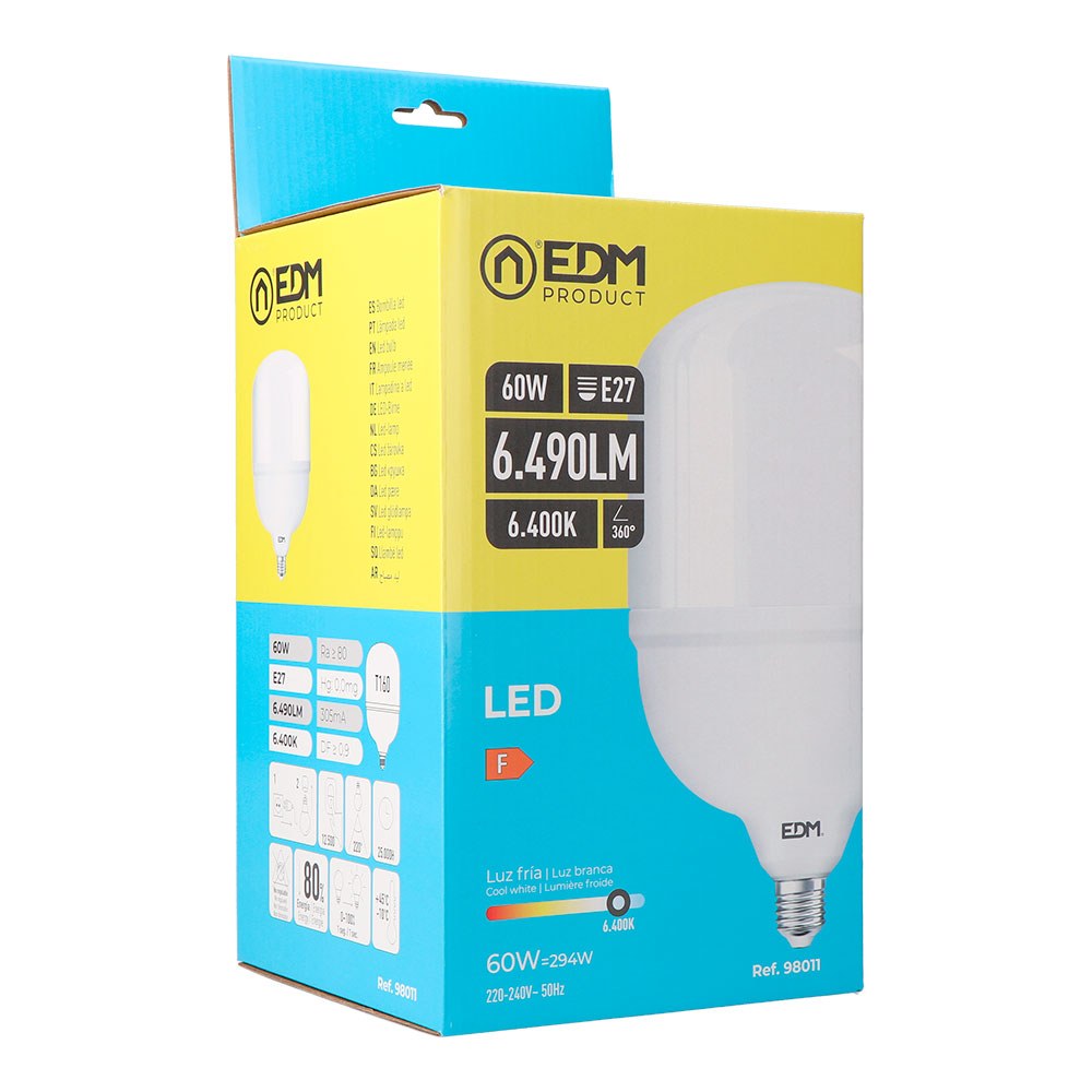 Lâmpada LED industrial, T160, E27, 60 W 6490 LM, 6400 K, LUZ fria, 220-24 v~ Ø160 x 264 mm - Image 2