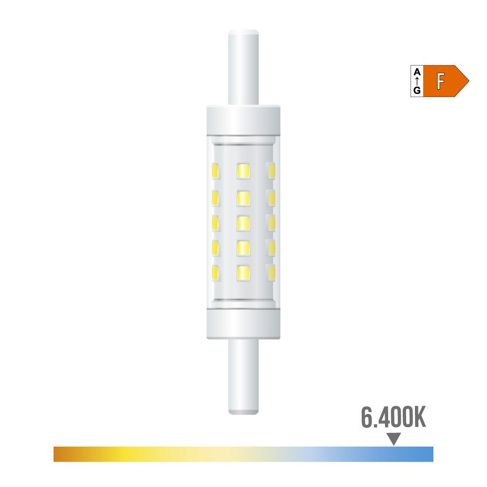 Lâmpada linear LED 78 mm R7s, 5 W, 500 LM, 6400 K, LUZ fria, regulável, Ø15 x 78 mm
