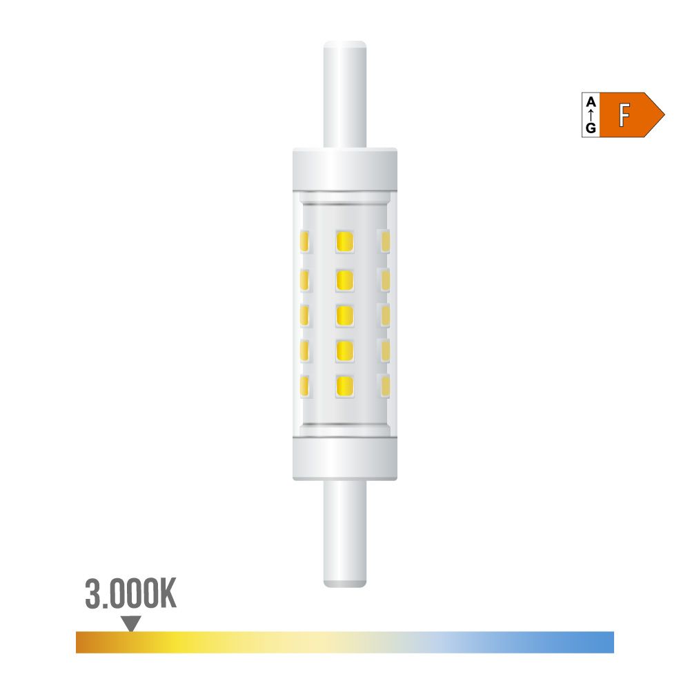 Lâmpada linear LED 78 mm, r7s, 5 w, 500 lm, 3000 k, luz quente, regulável, ø15 x 78 mm