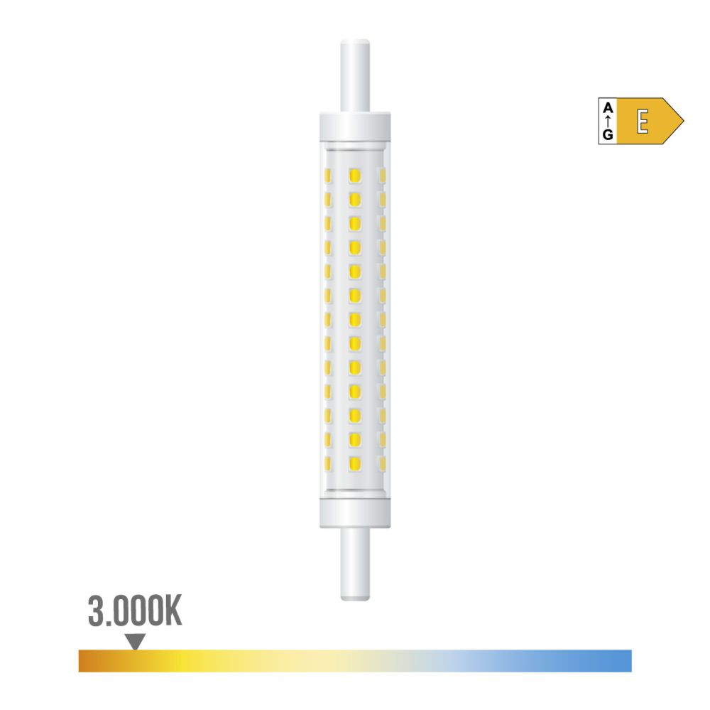Lâmpada linear LED 118 mm, R7s, 8 W, 900 LM, 3000 K LUZ quente, regulável, Ø15 x 118 mm