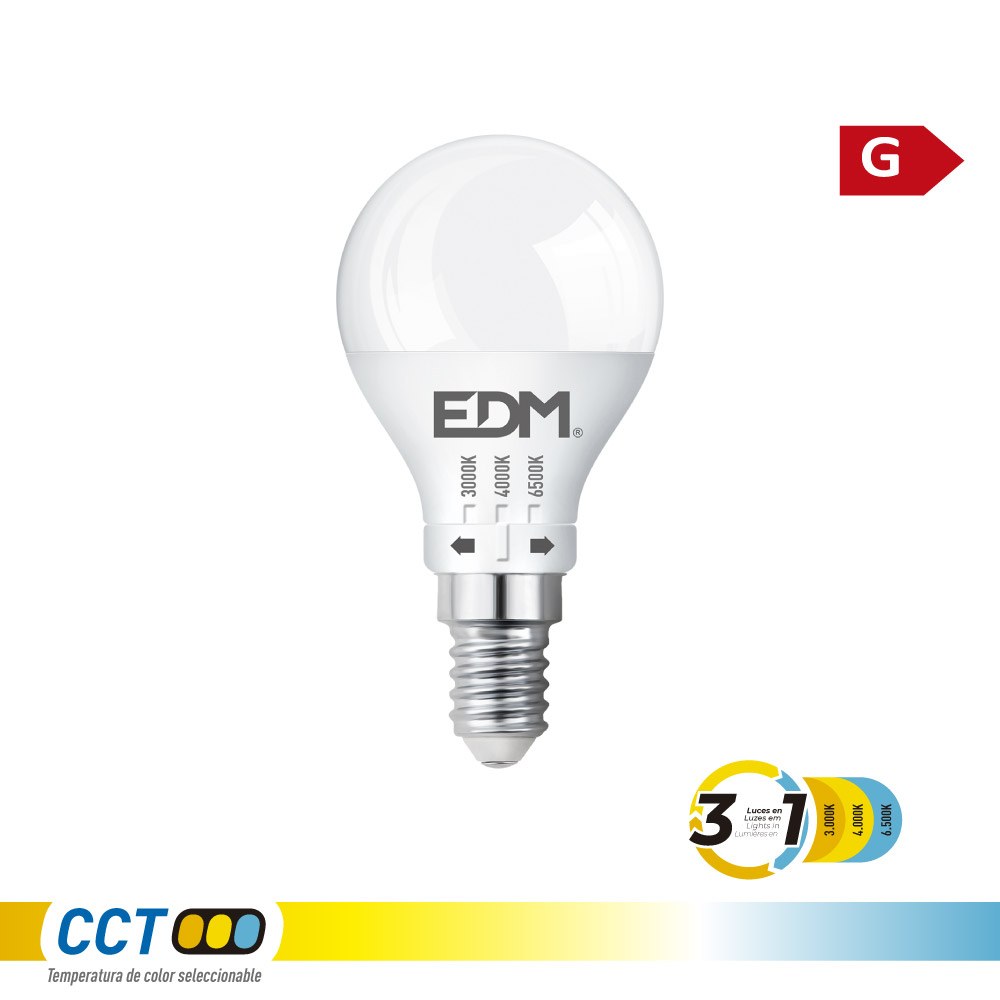 Lâmpada esférica LED P45 E14, 6 W, 500 LM, 3CCT, Ø45 x 87 mm