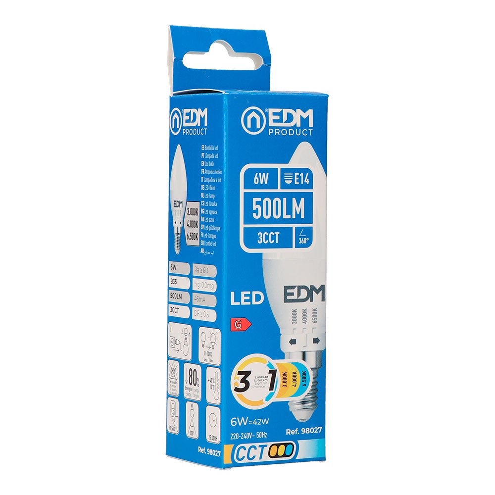Lâmpada de vela LED B35 E14, 6 W, 500 LM, 3 CCT, Ø35 x 106 mm - Image 2