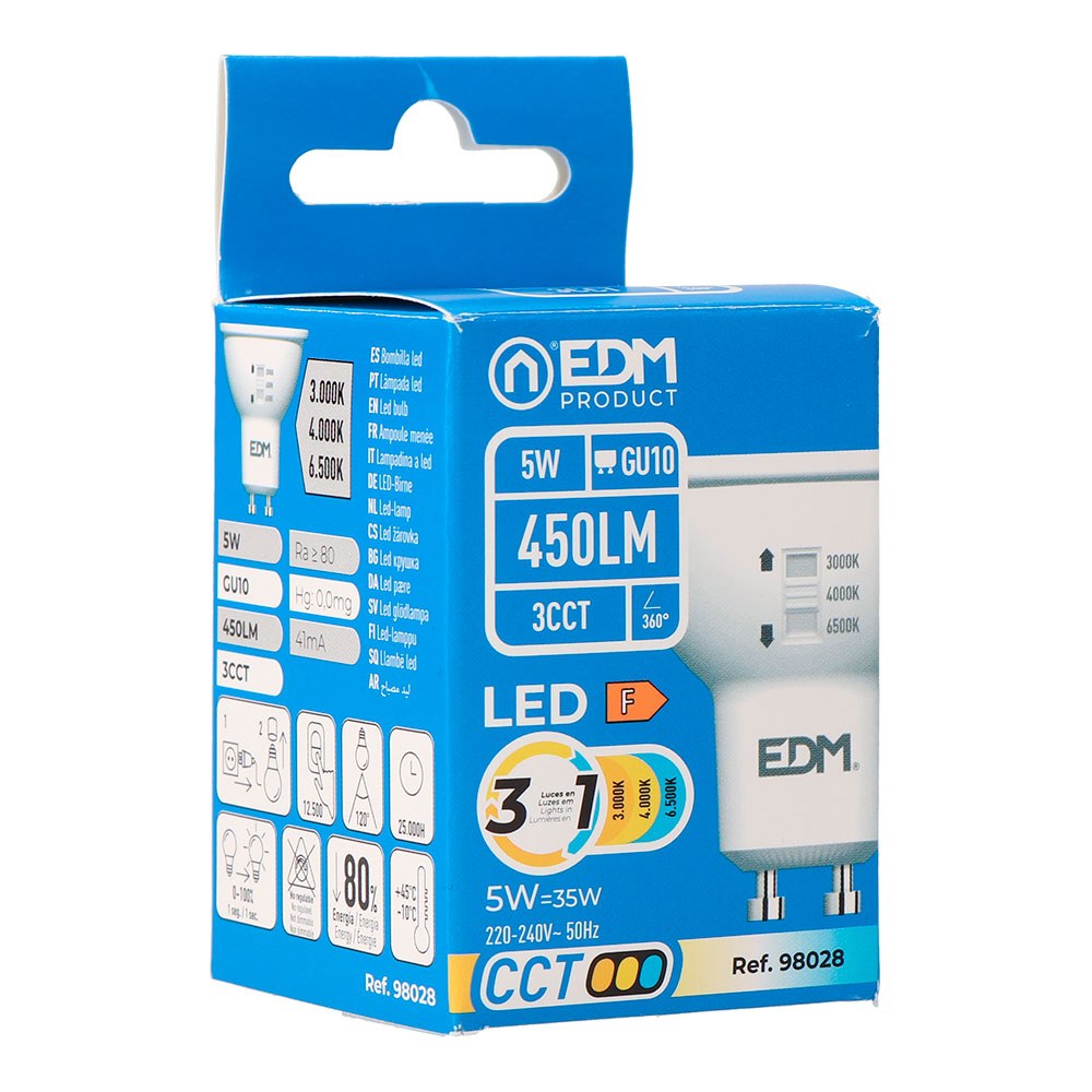 Lâmpada LED dicroica GU10, 5 W, 450 LM, 3 CCT, Ø50 x 62 mm - Image 2