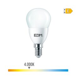 Lâmpada esférica LED E14 7W 806lm 4000K LUZ DIA Ø4,8x9,5cm EDM