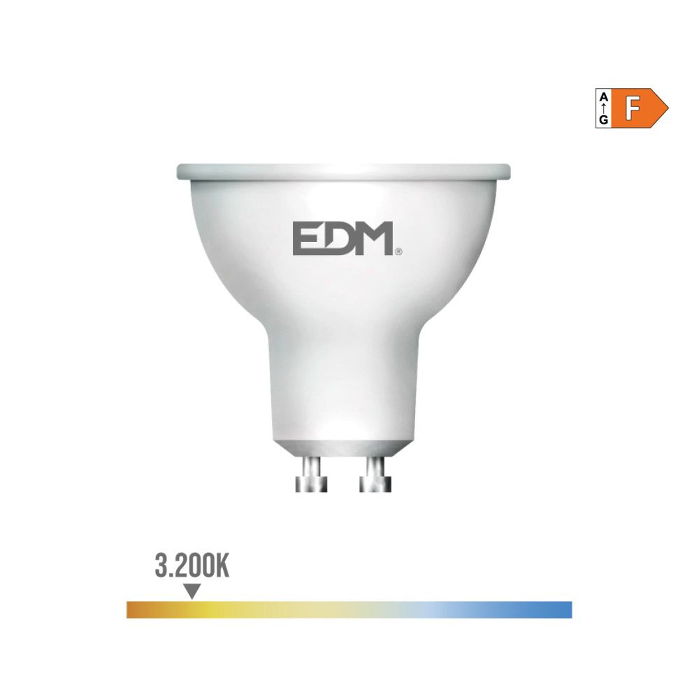 Lâmpada dicroica LED GU10 7W 550lm 3200K LUZ quente 45° Ø5x5,5cm EDM