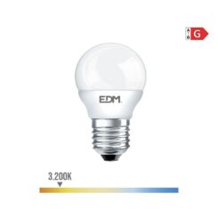 Lâmpada esférica LED E27 5W 400lm 3200K LUZ quente Ø4,5x8cm EDM