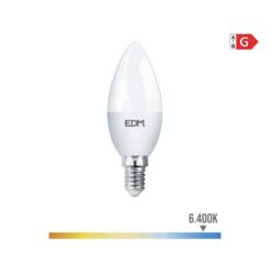 Lâmpada vela LED E14 5W 400lm 6400K LUZ fria Ø3,5x10cm EDM