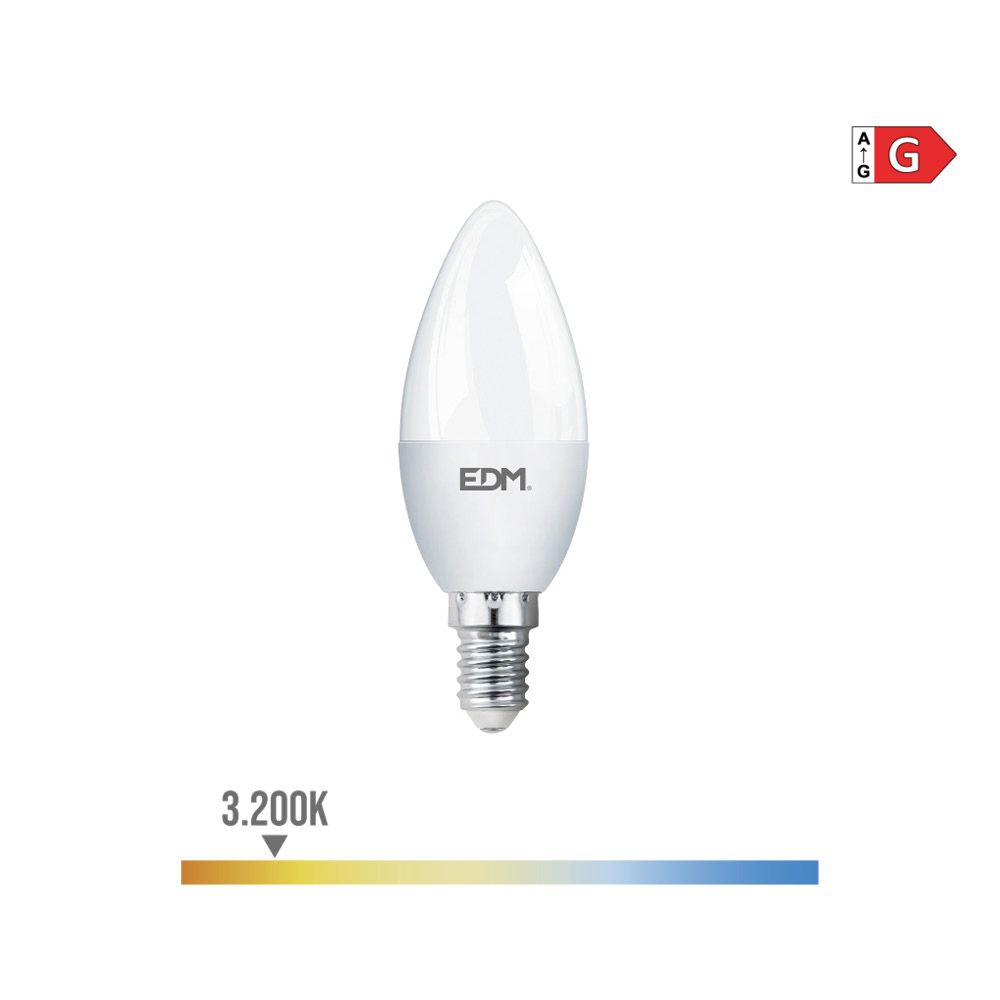 Lâmpada vela LED E14 5W 400lm 3200K LUZ quente Ø3,5x10cm EDM