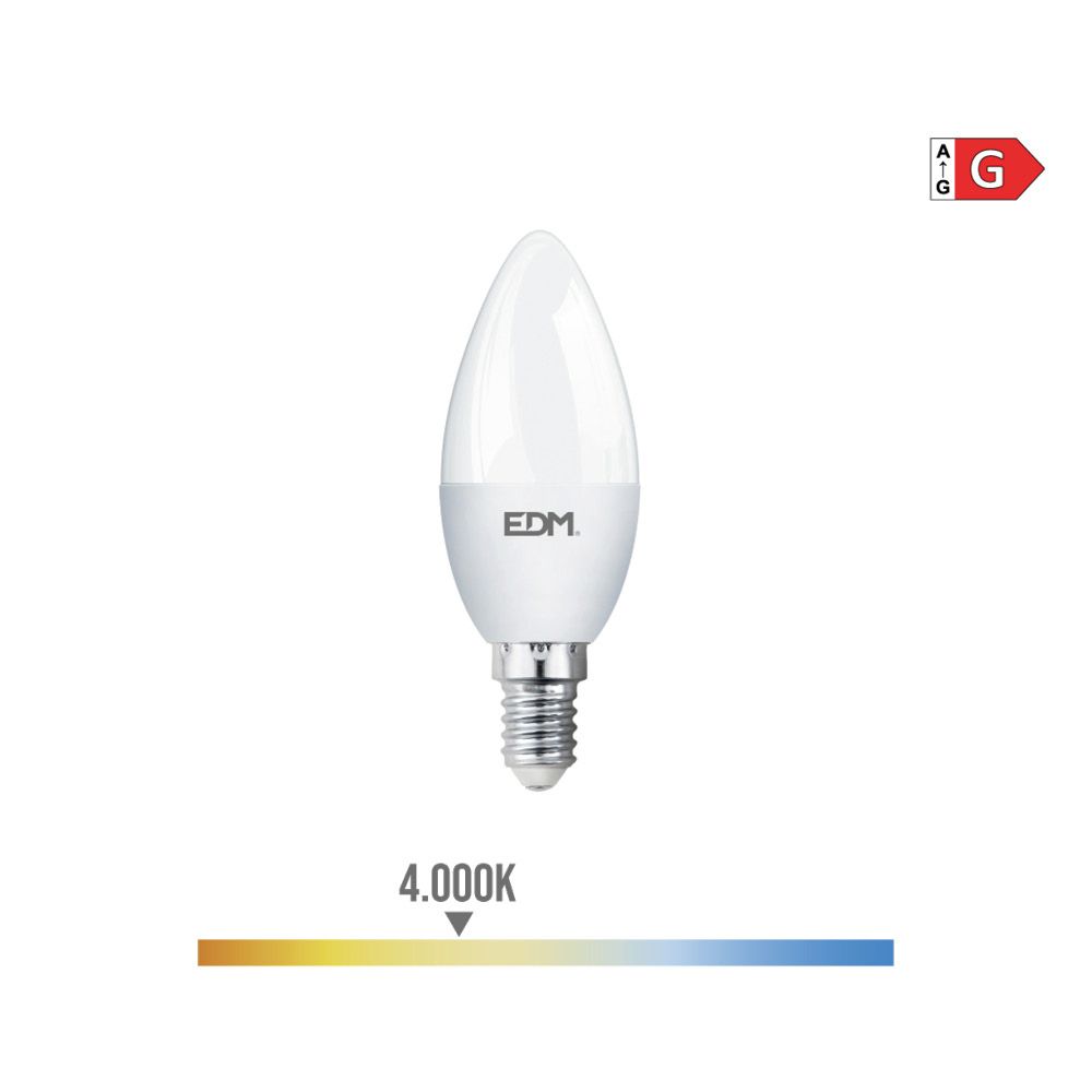 Lâmpada vela LED E14 5W 400lm 4000K LUZ DIA Ø3,5x10cm EDM