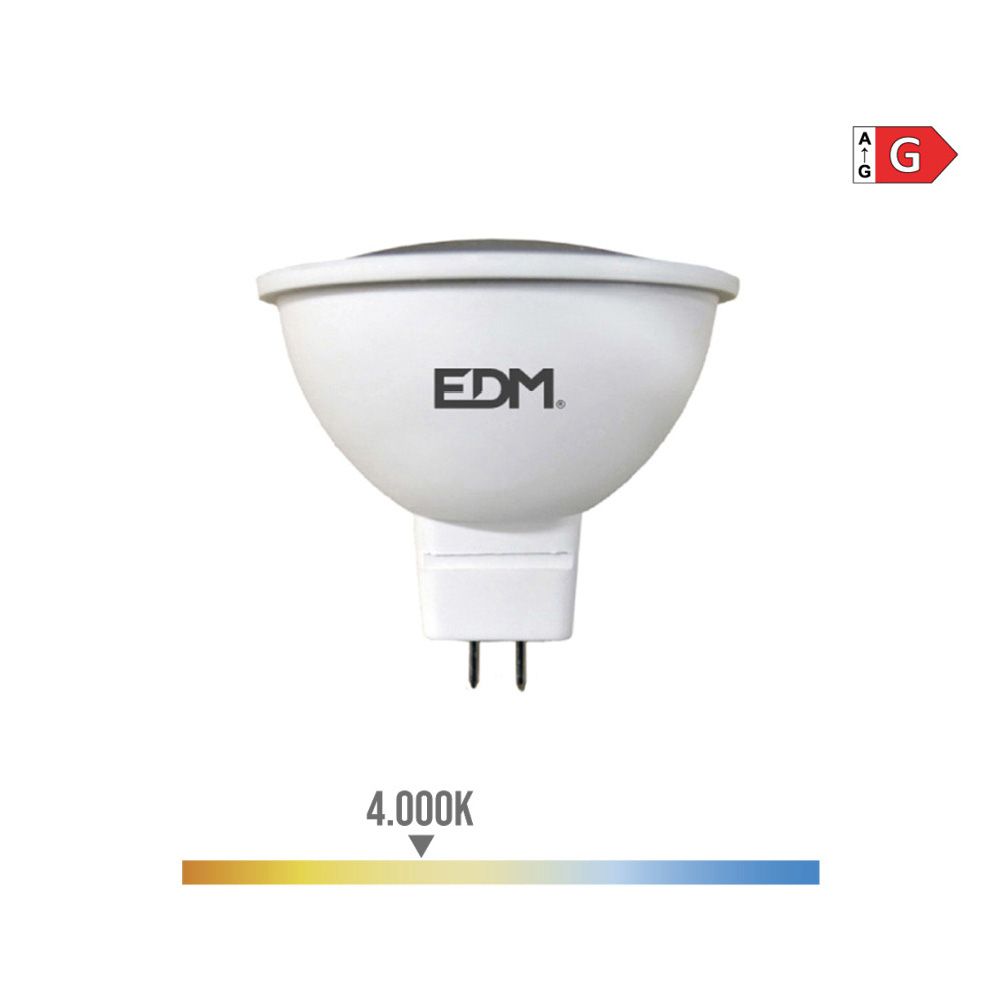 Lâmpada dicroica LED MR16 (GU5.3) 5W 12V 450lm 4000K LUZ DIA Ø5x5cm EDM
