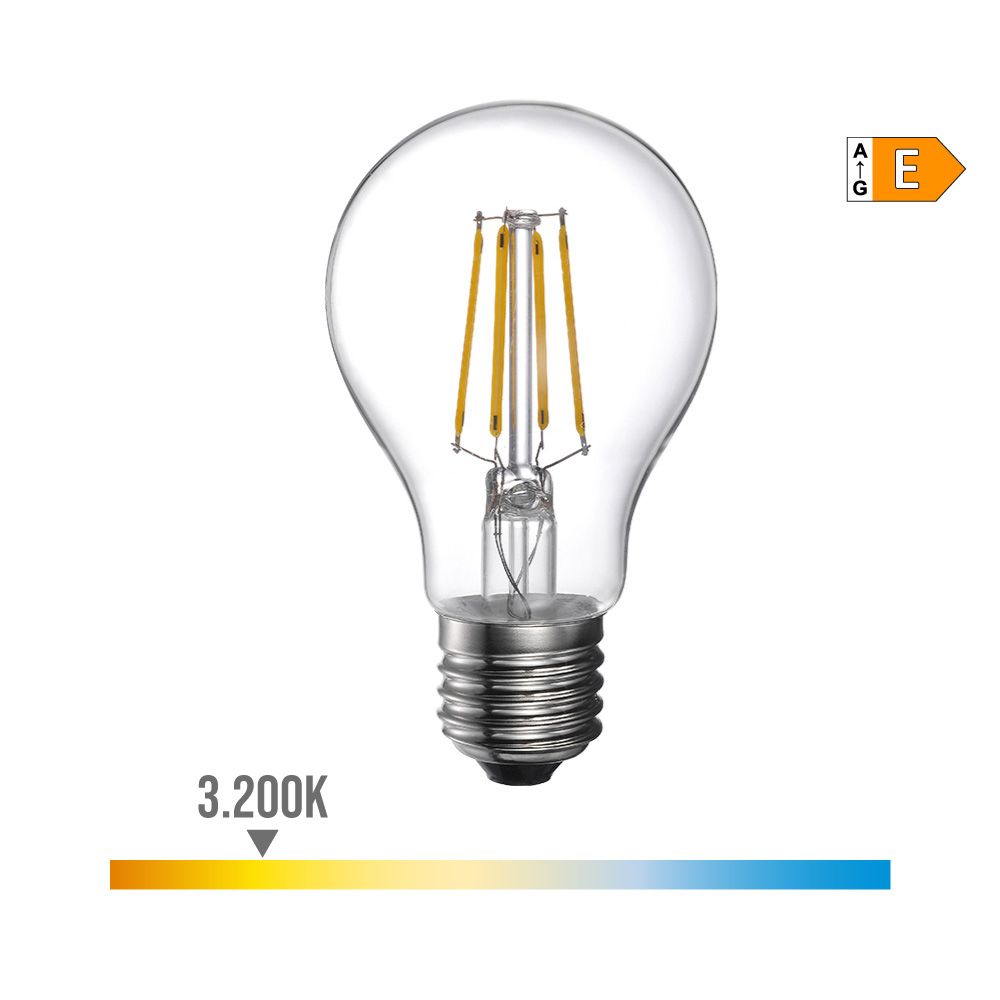 Lâmpada standard com filamento de LED E27 4W 500lm 3200K LUZ quente Ø6x10,6cm EDM