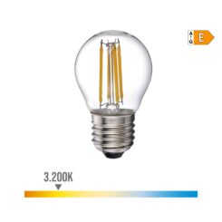 Lâmpada esférica com filamento LED E27 4W 500lm 3200K LUZ quente Ø4,5x7,8cm EDM
