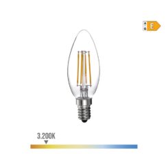 Lâmpada vela com filamento LED E14 4W 500lm 3200K LUZ quente Ø3,5x9,8cm EDM