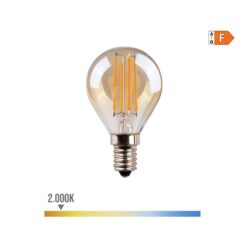 Lâmpada esférica com filamento LED vidro vintage E14 4,5W 400lm 2000K LUZ quente Ø4,5x7,8cm EDM