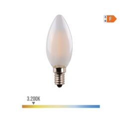 Lâmpada vela com filamento de LED. vidro mate E14 4,5W 470lm 3200K LUZ quente Ø3,5x9,8cm EDM