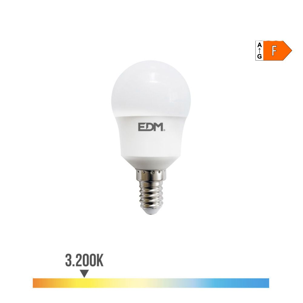 Lâmpada esférica LED e14 8,5 w 880 lm 3000 k luz quente ø4,5 x 8,8 cm