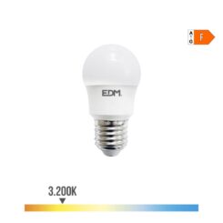 Lâmpada esférica LED E27 8,5W 880lm 3000K LUZ quente Ø4,5x8,6cm EDM