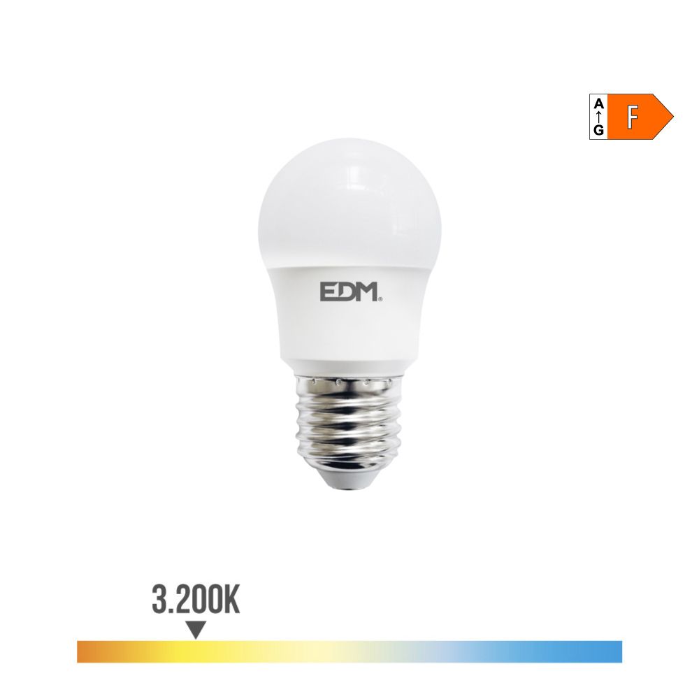 Lâmpada esférica LED E27 8,5W 880lm 3000K LUZ quente Ø4,5x8,6cm EDM